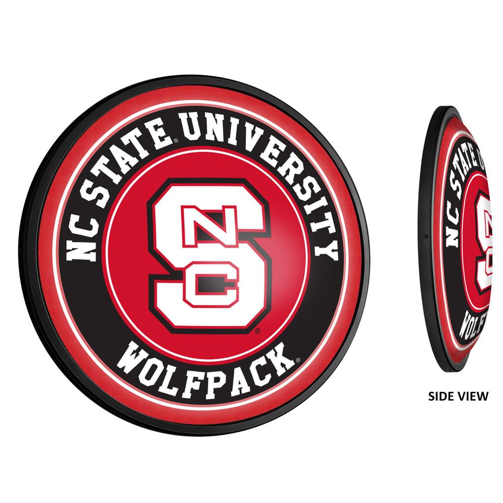 Round Led Wall Sign - Red/Black - NC State Wolfpack, Block S